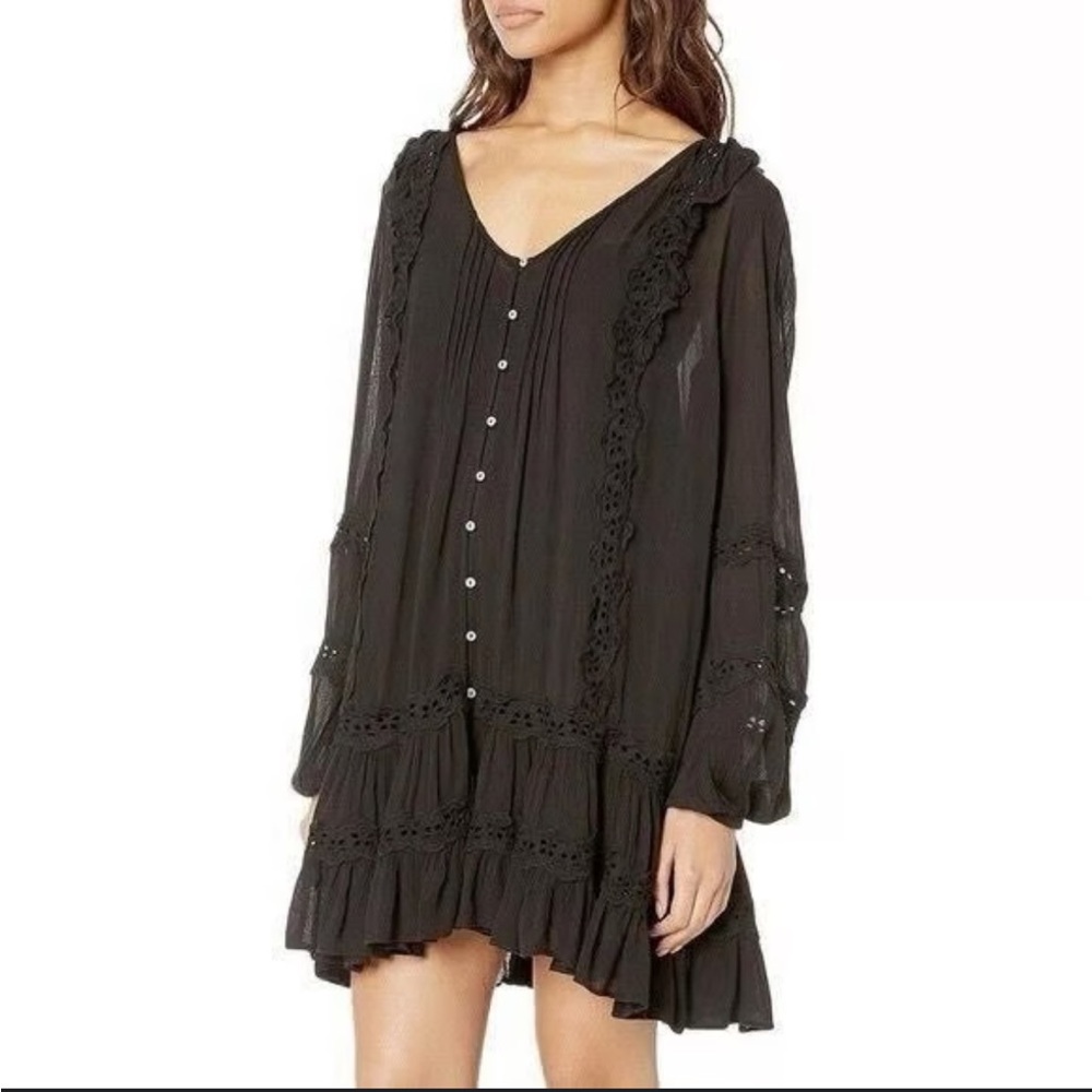 Free People Black Snow Angel Dress